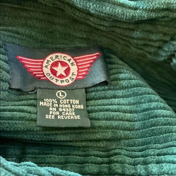 American Outpost 💯 Cotton Green Corduroy Jacket Size L - Picture 3 of 7
